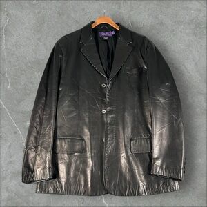 Ralph Lauren Purple Label Jacket Men 42 Black Lambskin Leather Blazer Sport Coat